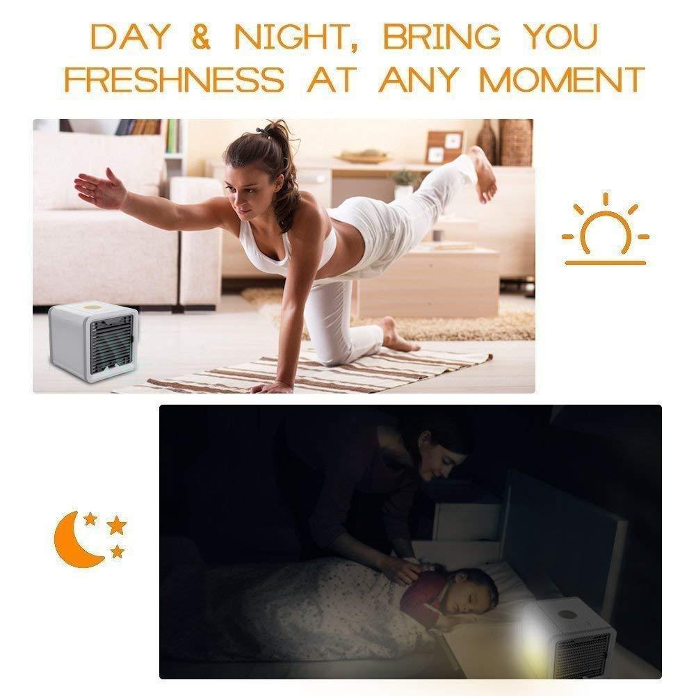 Air Cooler Mini Portable Air Conditioner Humidifier Purifier With 7 Colors Nightstand - $ 66.89 USD+