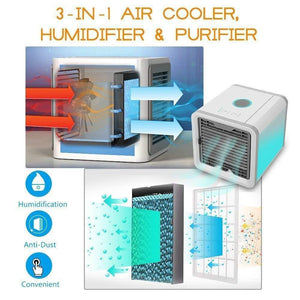 Air Cooler Mini Portable Air Conditioner Humidifier Purifier With 7 Colors Nightstand - $ 66.89 USD+